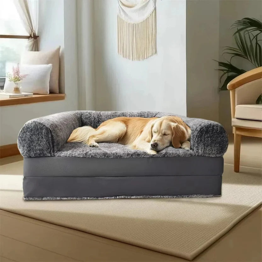 Human Size Giant Dog Bed with Plush Orthopedic Cushion