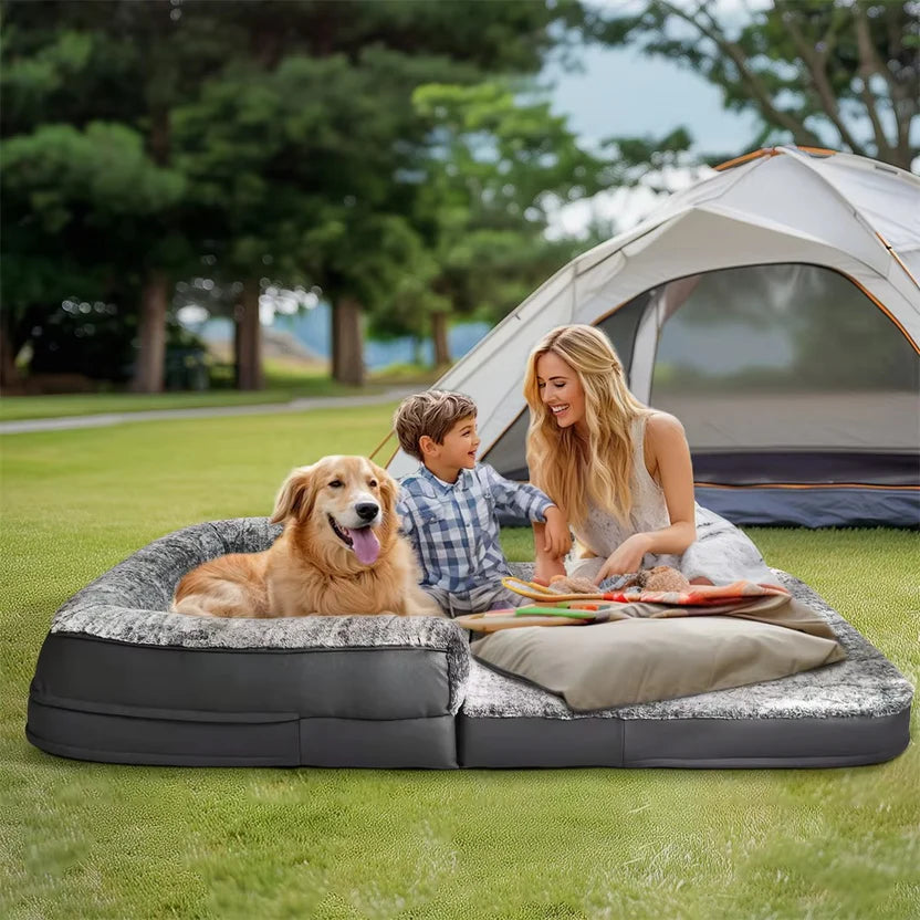 Human Size Giant Dog Bed with Plush Orthopedic Cushion