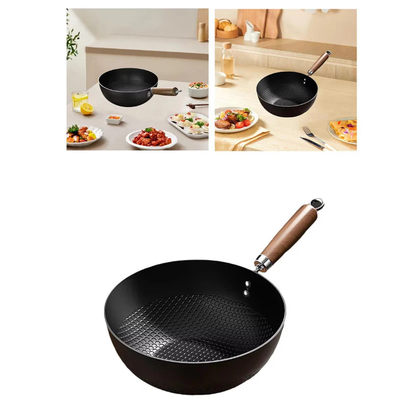 Traditional Flat Bottom Non Stick Iron Work Wok Fry Pan for Everyday Cooking