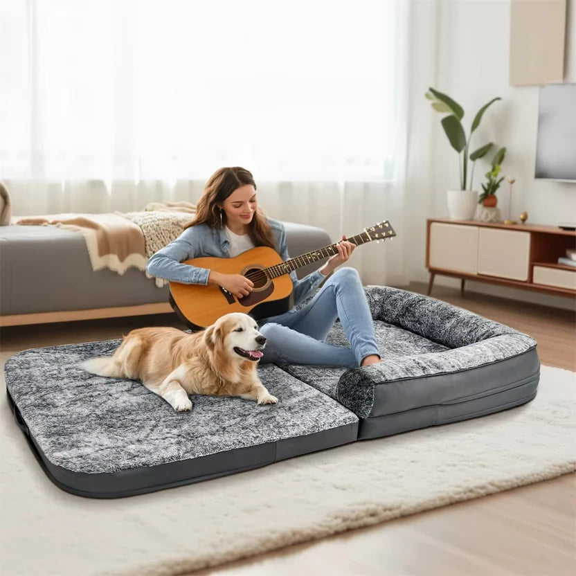 Human Size Giant Dog Bed with Plush Orthopedic Cushion