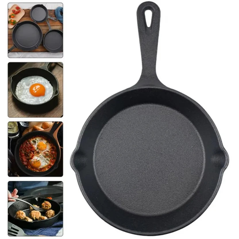 Cast Iron Mini Frying Pan, Enamel Saucepan for Eggs, Steaks, and Sandwiches