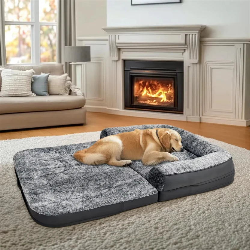 Human Size Giant Dog Bed with Plush Orthopedic Cushion